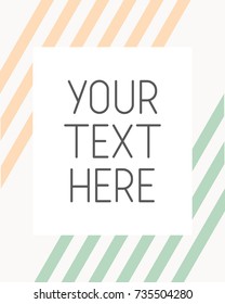 Minimalistic poster template with light pink and blue stripes on the background. Layout can be used for presentations, posters, flyers. Vector illustration.
