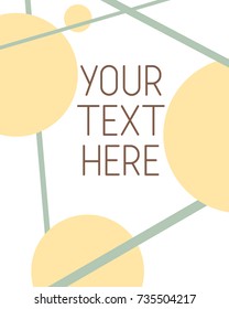 Minimalistic poster template with a sense of japanese style. Light yellow background, yellow lines and blue stripes. Layout can be used for presentations, posters, flyers. Vector illustration.