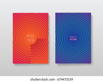 Minimalistic posters design. Geometric halftone gradients for covers design. Abstract futuristic background