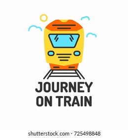 Minimalistic posters of journey by train. Vector icons transport.