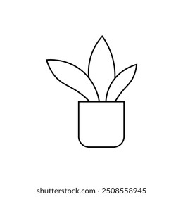 Icono de planta en maceta minimalista, que simboliza la naturaleza, el crecimiento, el verdor interior y la sostenibilidad. El diseño destaca la importancia de los Elementos naturales en la vida cotidiana y las prácticas ecológicas.