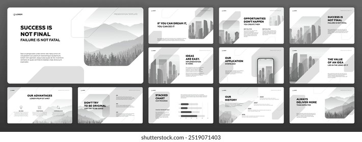 Minimalistic Powerpoint presentation template. Creative Keynote presentation background, brochure cover design, pitch deck, proposal, landing page, annual report, company profile, brand guidelines.