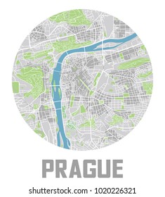 Minimalistic Prague city map icon.