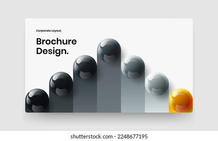 Minimalistic presentation design vector layout. Modern realistic spheres postcard illustration.