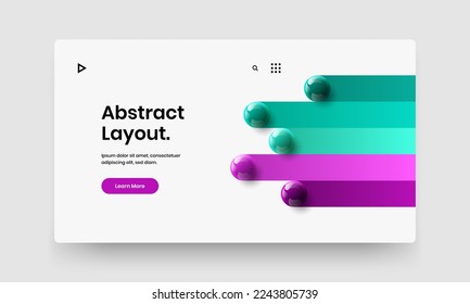 Minimalistic presentation vector design layout. Geometric realistic balls brochure template.