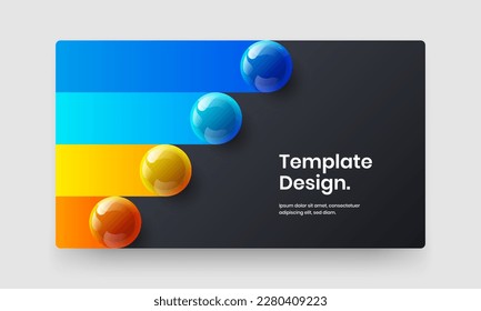 Minimalistic presentation vector design layout. Multicolored realistic balls corporate brochure template.