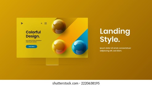 Minimalistic presentation vector design template. Amazing desktop mockup web banner layout.