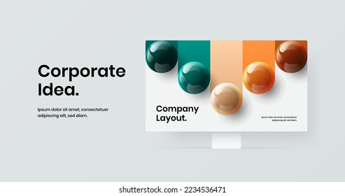 Minimalistic presentation vector design template. Isolated desktop mockup site concept.