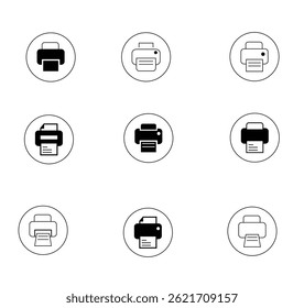 Minimalistic print icon representing a printer, designed for user interfaces, websites, mobile apps, or software applications. Simple and clean vector style, perfect for office, technology, business