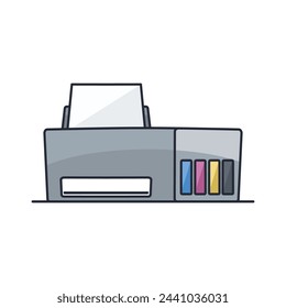 Minimalistic printer illustration with a contemporary aesthetic. Perfect for brochures, websites, and social media graphics