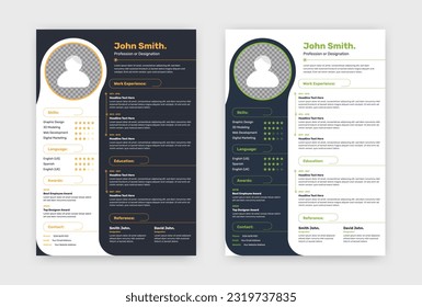 Minimalistic professional cv resume template with clean abstract shape