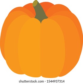 Minimalistic pumpkin illustration. Orange round pumpkin
