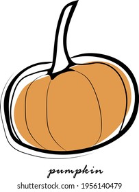 Minimalistische Kürbisgrafik. Vector Line Art. Ideal für Logo, Verpackungsdesign, Badge.
