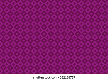 Minimalistic purple poker background with seamless texture composed from card symbols