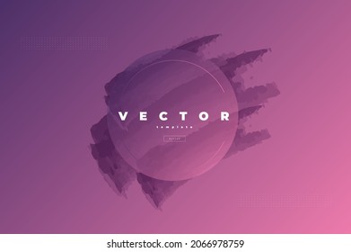 Minimalistic purple vector backdrop with watercolor lines and circle