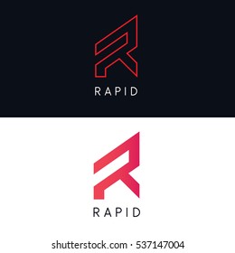 Minimalistic R letter logo iconic sign vector design