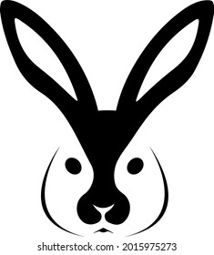 Minimalistic Rabbit line art, abstract flat animal logo, symbol. Minimalist vector Bunny character in black outline