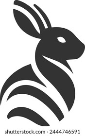 Logotipo minimalista de conejo. Ilustración vectorial de conejito de dibujos animados lindo