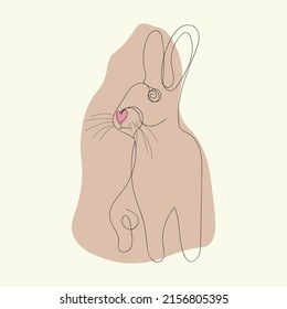 Minimalistic rabbit vector illustration. Rabbit in scandinavian style. Year of the rabbit 2023, 2035. Illustration for postcard and print