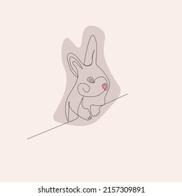 Minimalistic rabbit vector illustration. Rabbit in scandinavian style. Year of the rabbit 2023, 2035. Illustration for postcard and print