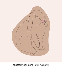 Minimalistic rabbit vector illustration. Rabbit in scandinavian style. Year of the rabbit 2023, 2035. Illustration for postcard and print