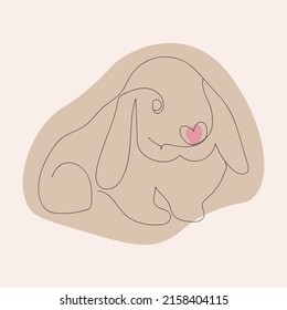 Minimalistic rabbit vector illustration. Rabbit in scandinavian style. Year of the rabbit 2023, 2035. Illustration for postcard and print