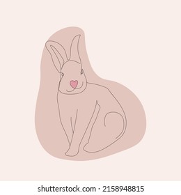 Minimalistic rabbit vector illustration. Rabbit in scandinavian style. Year of the rabbit 2023, 2035. Illustration for postcard and print