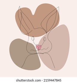 Minimalistic rabbit vector illustration. Rabbit in scandinavian style. Year of the rabbit 2023, 2035. Illustration for postcard and print