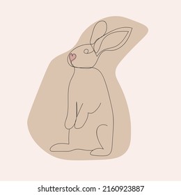 Minimalistic rabbit vector illustration. Rabbit in scandinavian style. Year of the rabbit 2023, 2035. Illustration for postcard and print