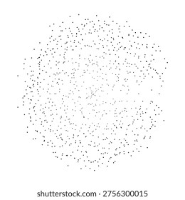 Minimalistic radial dot distribution pattern forming circular particle field with random scatter and modern geometric aesthetic