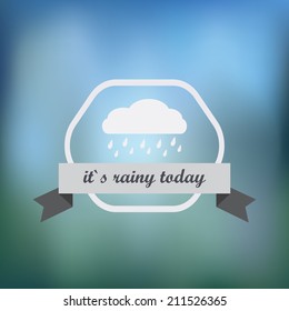 Minimalistic Rain icon on blured background