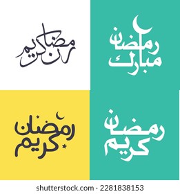 Minimalistic Ramadan Kareem Calligraphy Pack in Arabic Script for Holy Month of Fasting.