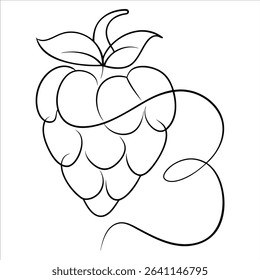 Minimalistic raspberry fruit sketch in continuous line art ideal for clean aesthetic designs natural food themes and fruit themed digital or print content