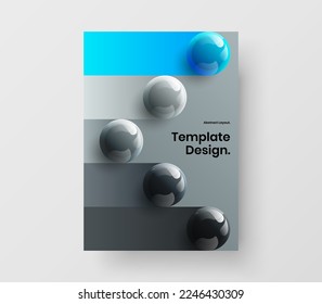 Minimalistic realistic balls flyer layout. Amazing company brochure vector design concept.