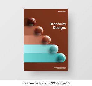 Minimalistic realistic balls handbill template. Abstract catalog cover A4 vector design layout.