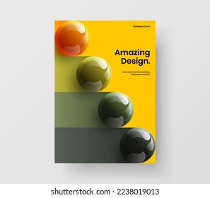 Minimalistic realistic balls leaflet illustration. Abstract company cover design vector concept.