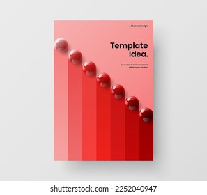 Plantilla mínima realista de folletos de bolas. Concepto vectorial de diseño de portada multicolor.