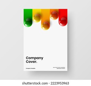 Minimalistic realistic balls presentation concept. Abstract brochure A4 vector design layout.