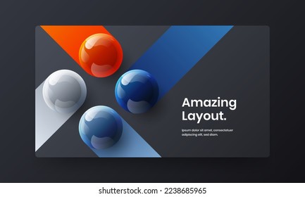 Minimalistic realistic balls presentation illustration. Vivid site screen design vector layout.