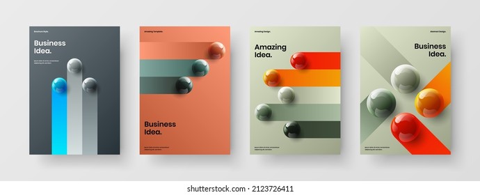 Minimalistische realistische Bälle-Präsentationspaket. Farbige Corporate Identity Design Vektorgrafik Kollektion.