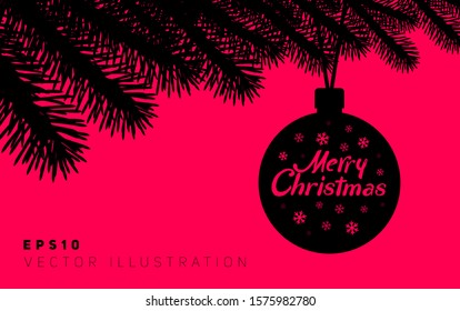 minimalistic realistic christmas card
with christmas toy and branches