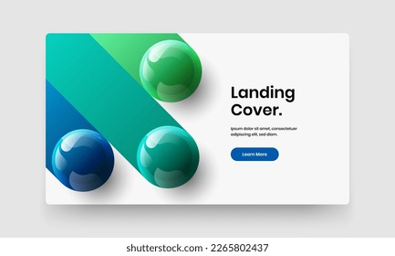 Minimalistic realistic spheres annual report layout. Clean flyer vector design concept.