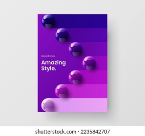 Diseño de folletos de esferas minimalistas y realistas. Brillante informe anual A4 concepto de vector de diseño.
