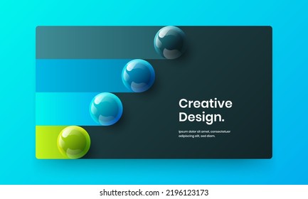 Minimalistic realistic spheres company cover layout. Amazing booklet vector design illustration.