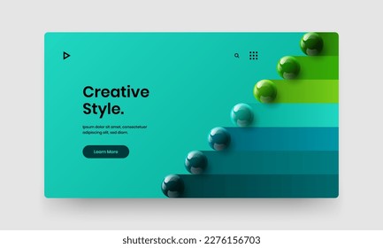 Minimalistic realistic spheres handbill layout. Simple web banner vector design template.