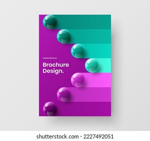 Minimalistic realistic spheres handbill template. Modern presentation A4 design vector illustration.