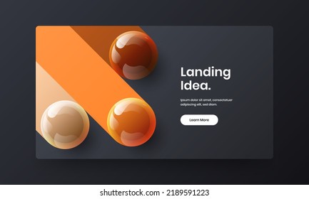 Minimalistic realistic spheres leaflet illustration. Colorful magazine cover design vector template.