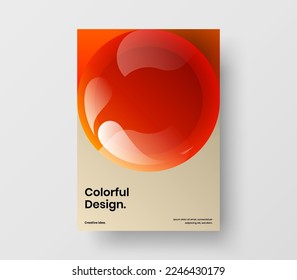 Minimalistic realistic spheres pamphlet template. Fresh corporate identity A4 design vector illustration.