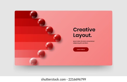 Minimalistic realistic spheres website concept. Amazing company identity vector design template.