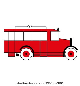 Minimalistic red bus illustration, Vector illustration of a retro travel van. Old bus Perfect for t-shirt design, sticker, etc